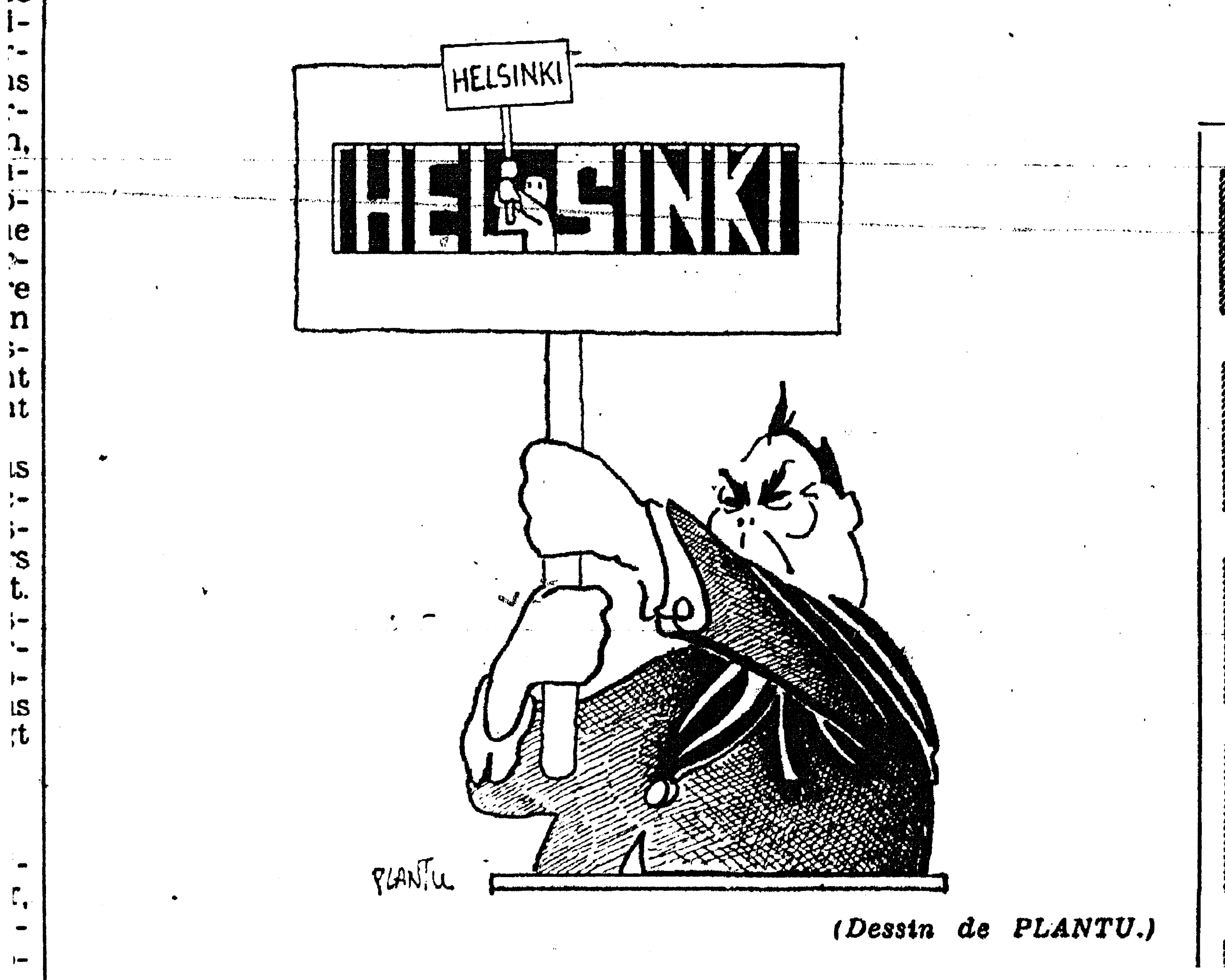Le Monde o Ch77, karikatura Brežněv 'Helsinku' 1 Le Monde o Ch77, karikatura Brežněv 'Helsinku' 1